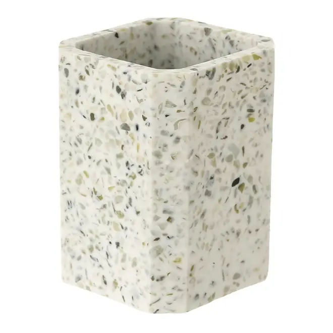 PORTA-ESCOVA/PASTA TERRAZZO FUSION - BRANCO/ESTANHO - Foto 2
