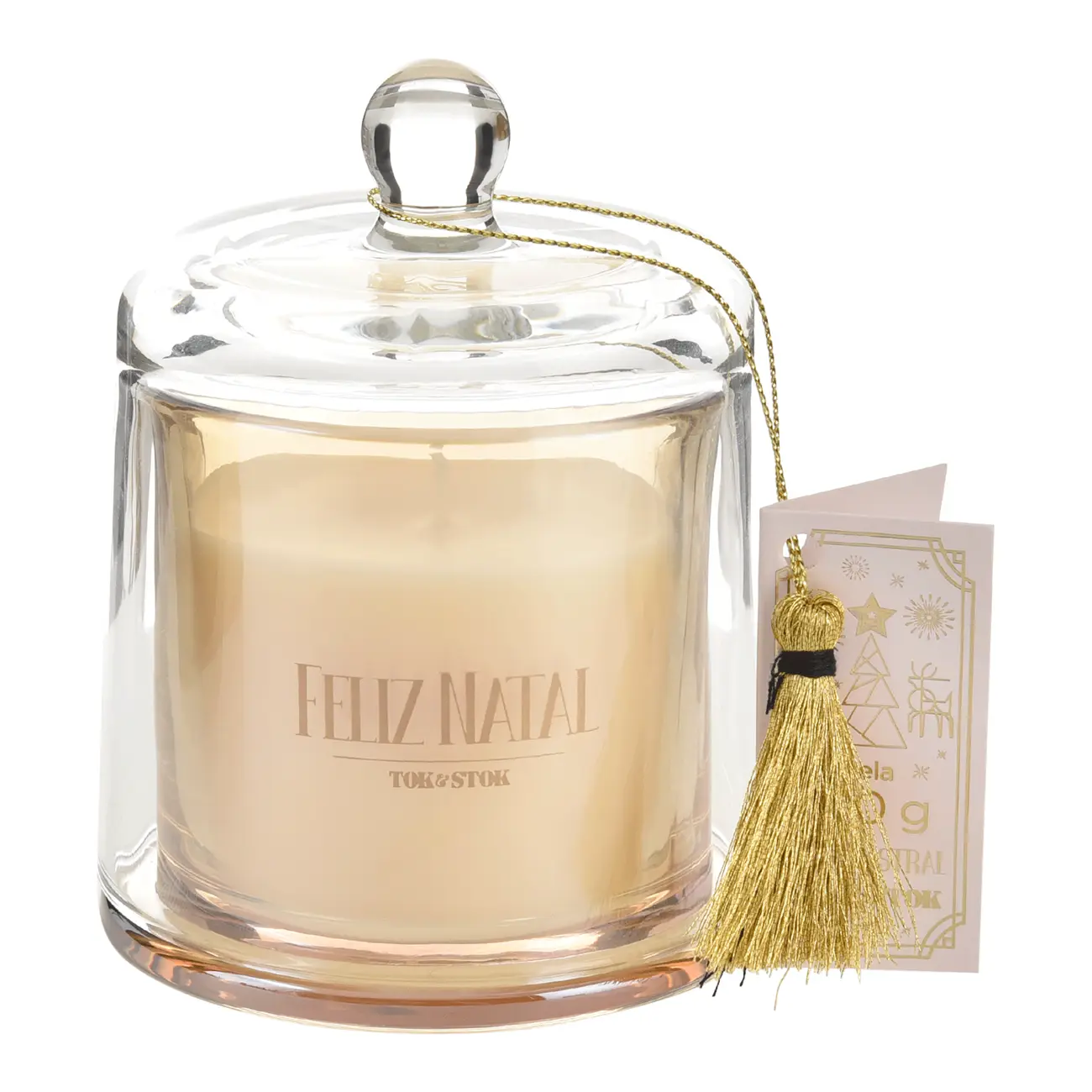 VELA POTE REDOMA NATAL ASTRAL - CREAM/DOURADO - Foto 1