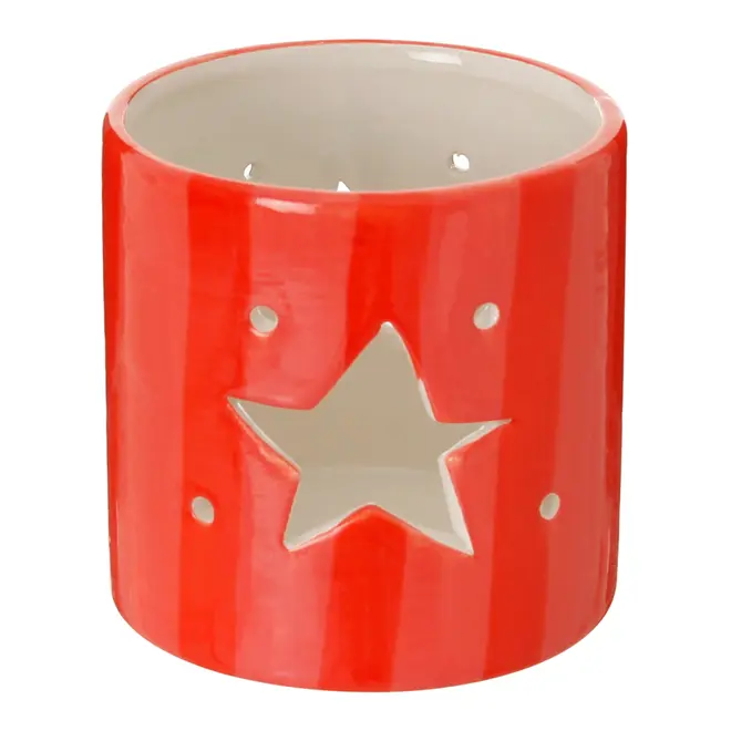 SUPORTE VELA RÉCHAUD ESTRELA 8 CM COLORFUN XMAS - VERMELHO - Foto 1