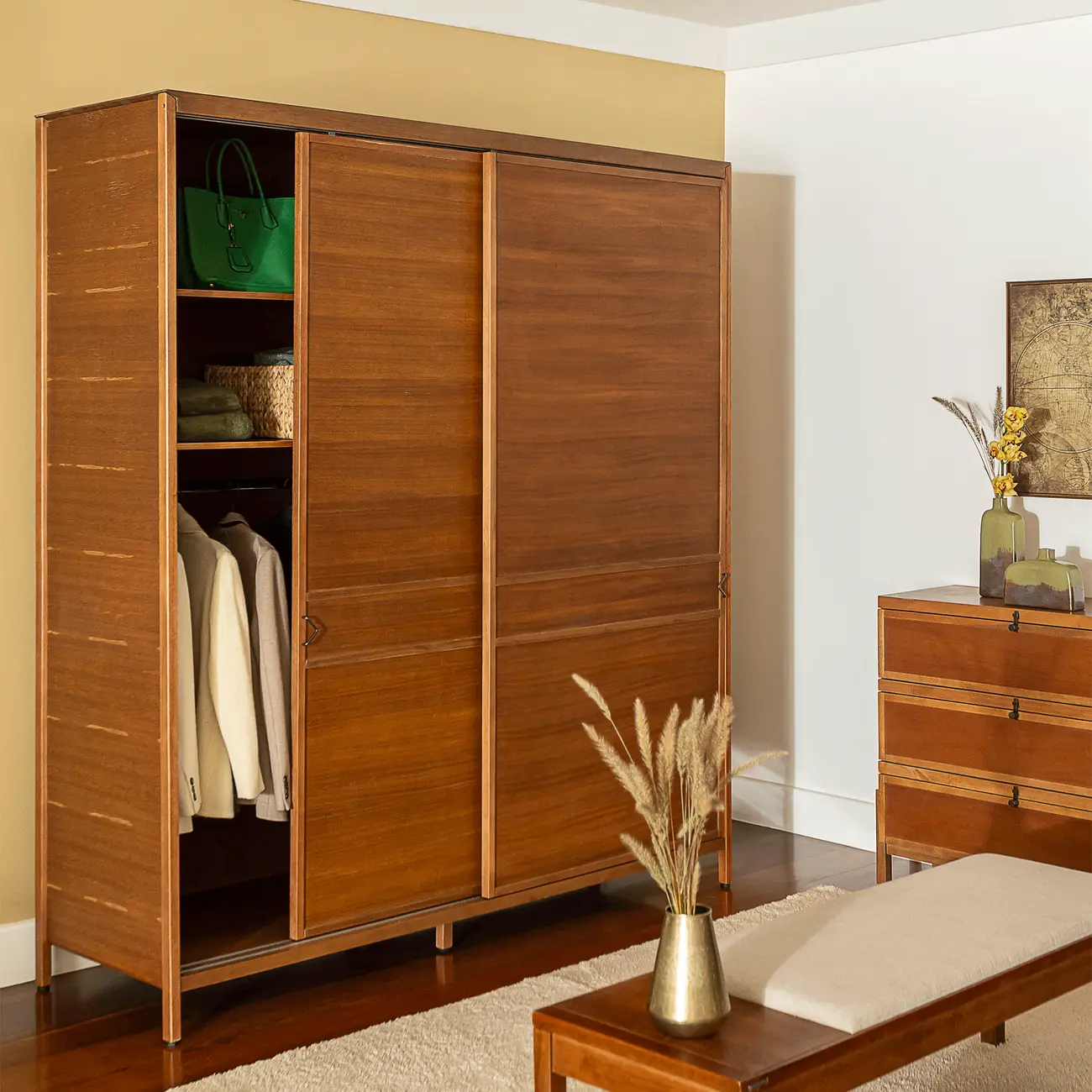 CÔMODA 3 GAVETAS 1,02 M X 42 CM PAMPA - NOZES/OURO VELHO - Foto 16