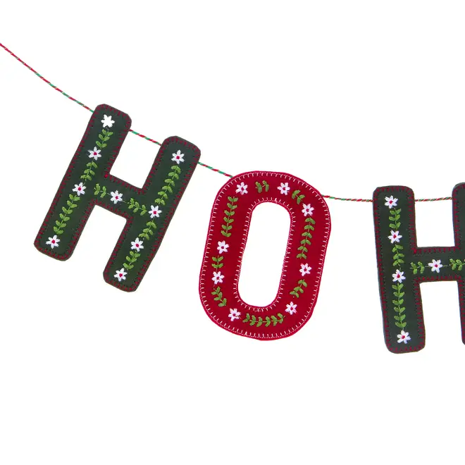 CORDÃO DECORATIVO HO HO HO BORDAR, AMAR E CELEBRAR - VERDE/VERMELHO - Foto 2