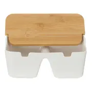 SALEIRO COM TAMPA DUPLO AREIAL - BRANCO/BAMBU - Foto 5
