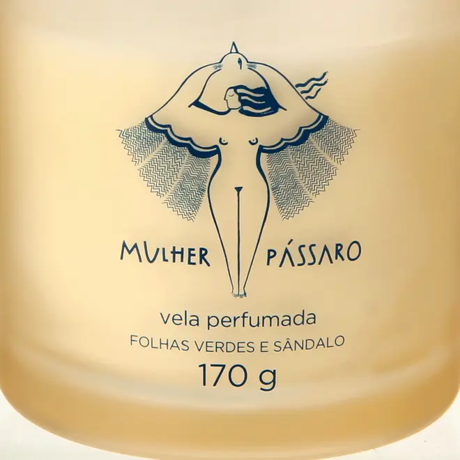 VELA PERFUMADA POTE BERGAMOTA, FOLHAS VERDES E SÂNDALO MULHER PÁSSARO - AZUL/MULTICOR - Foto 3