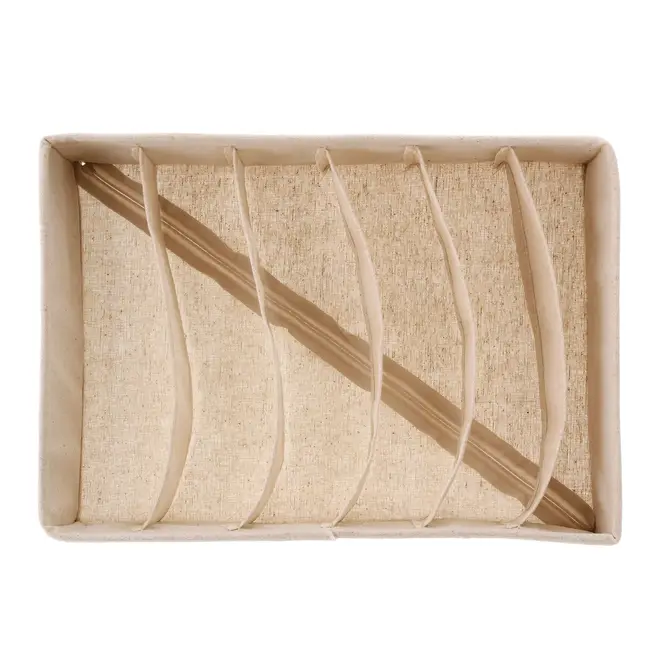 CESTO ORGANIZADOR DOBRÁVEL COM 6 DIVISÓRIAS HORIZONTAIS COTTON LINNEN - NATURAL - Foto 4