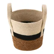 CESTO COM ALÇA 22 CM X 25 CM X 25 CM MOKKA - FIBRA CLARA/PRETO - Foto 4