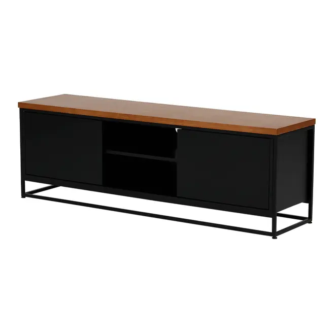RACK 2 PORTAS 1,40 M X 35 CM SHELVES - PRETO/NOZES - Foto 2