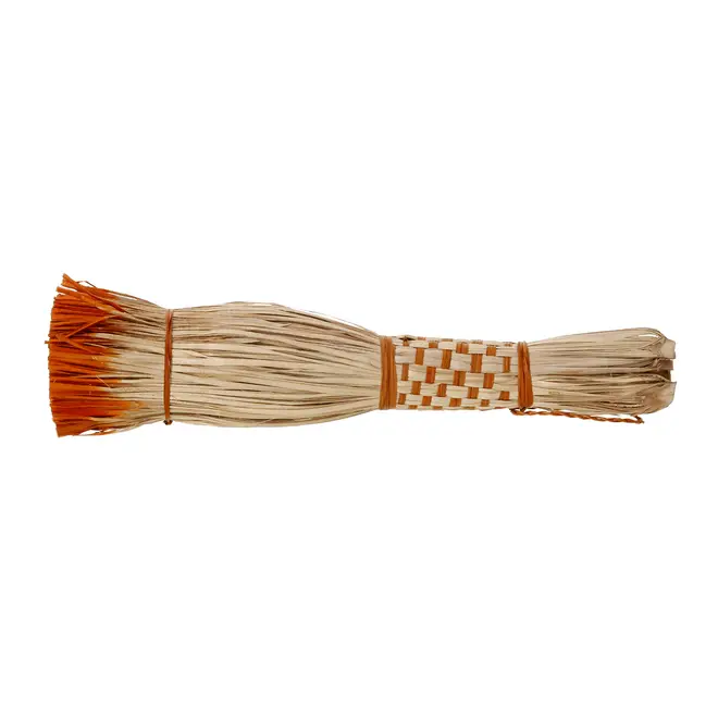 VASSOURA DECORATIVA ACARI - FIBRA CLARA/LARANJA - Foto 3