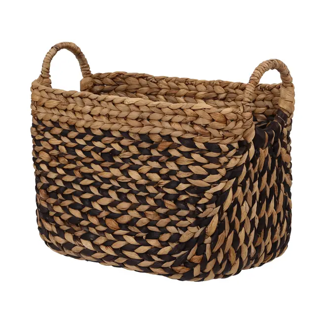 CESTO 25 CM X 40 CM X 33 CM AGUAPÉ - FIBRA NATURAL/PRETO - Foto 3