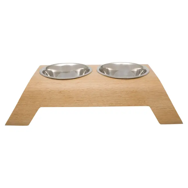 COMEDOURO BEBEDOURO M NOMMA - INOX/CARVALHO - Foto 1