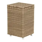CESTO PARA ROUPA COM RODINHAS 35 CM X 35 CM X 57 CM ENREDO - BEGE - Foto 4