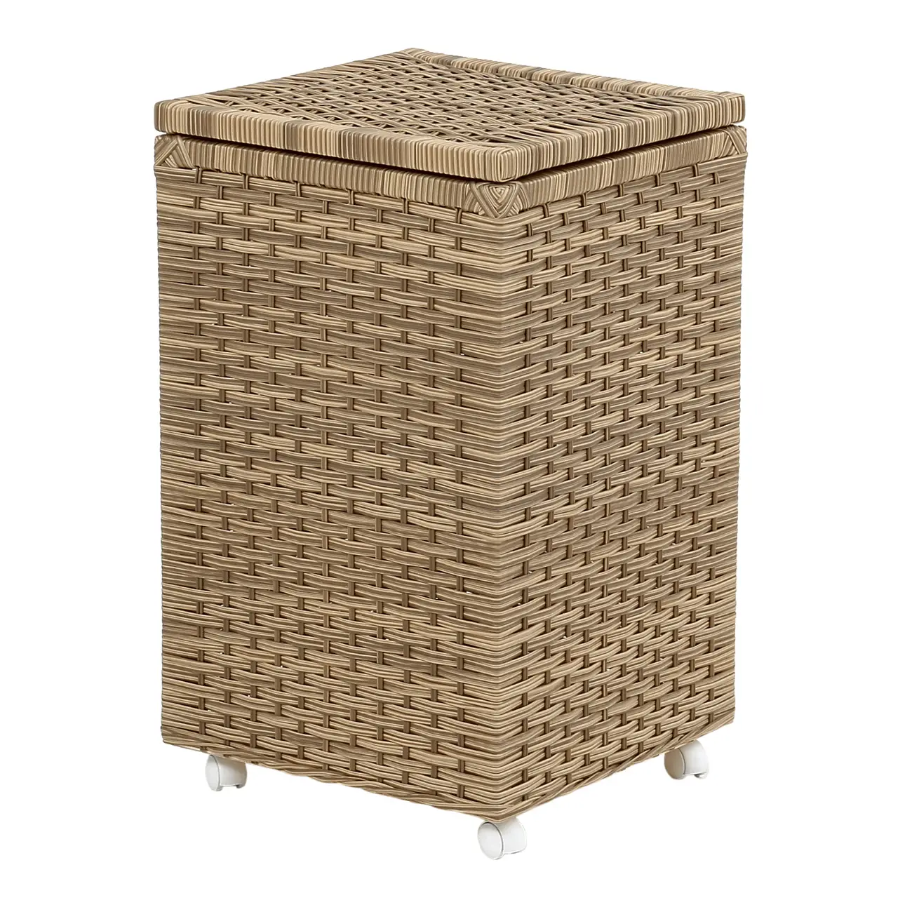 CESTO PARA ROUPA COM RODINHAS 35 CM X 35 CM X 57 CM ENREDO - BEGE - Foto 4