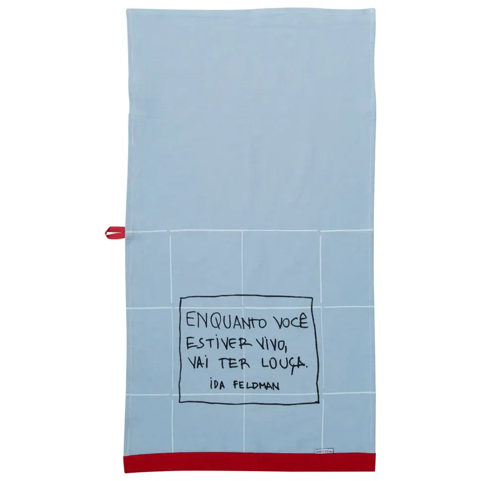 PANO DE PRATO IDA - VAI TER LOUÇA - AZUL CLARO/VERMELHO - Foto 2