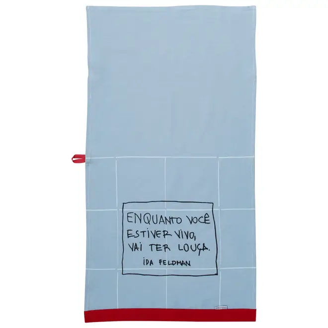 PANO DE PRATO IDA - VAI TER LOUÇA - AZUL CLARO/VERMELHO - Foto 2