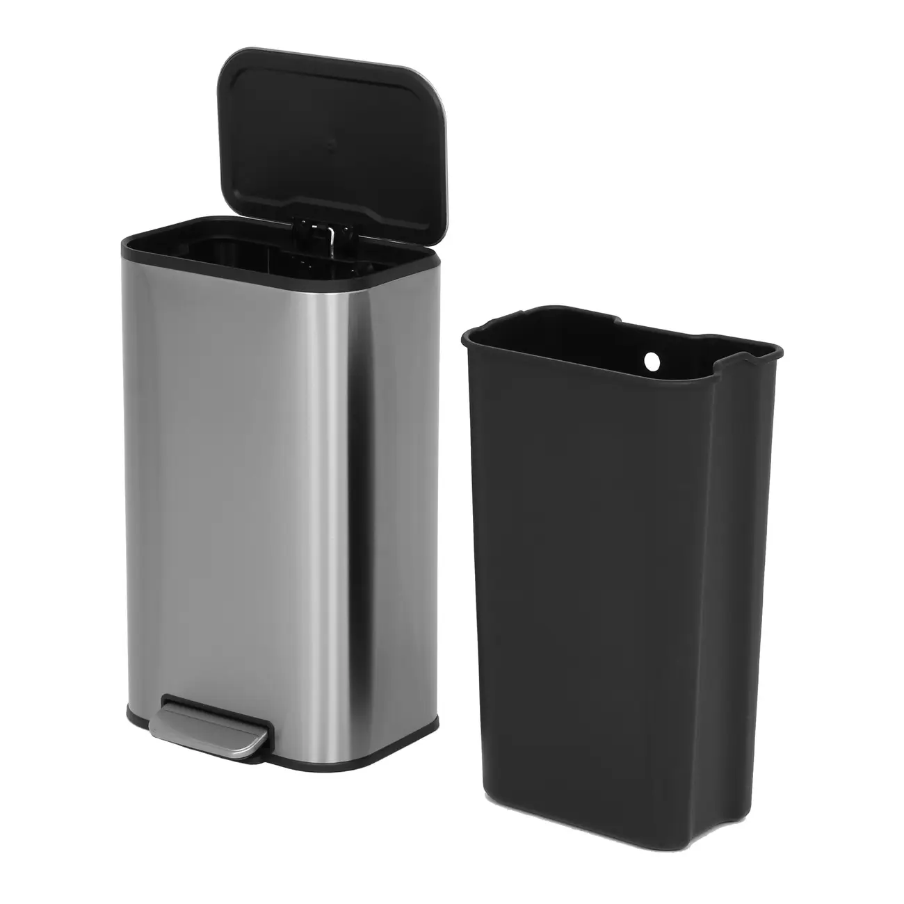LIXEIRA COM PEDAL 30 L LEXING - INOX/PRETO - Foto 4