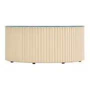MESA DE CENTRO REDONDA 70 CM RIBS - AREIA/INCOLOR - Foto 2