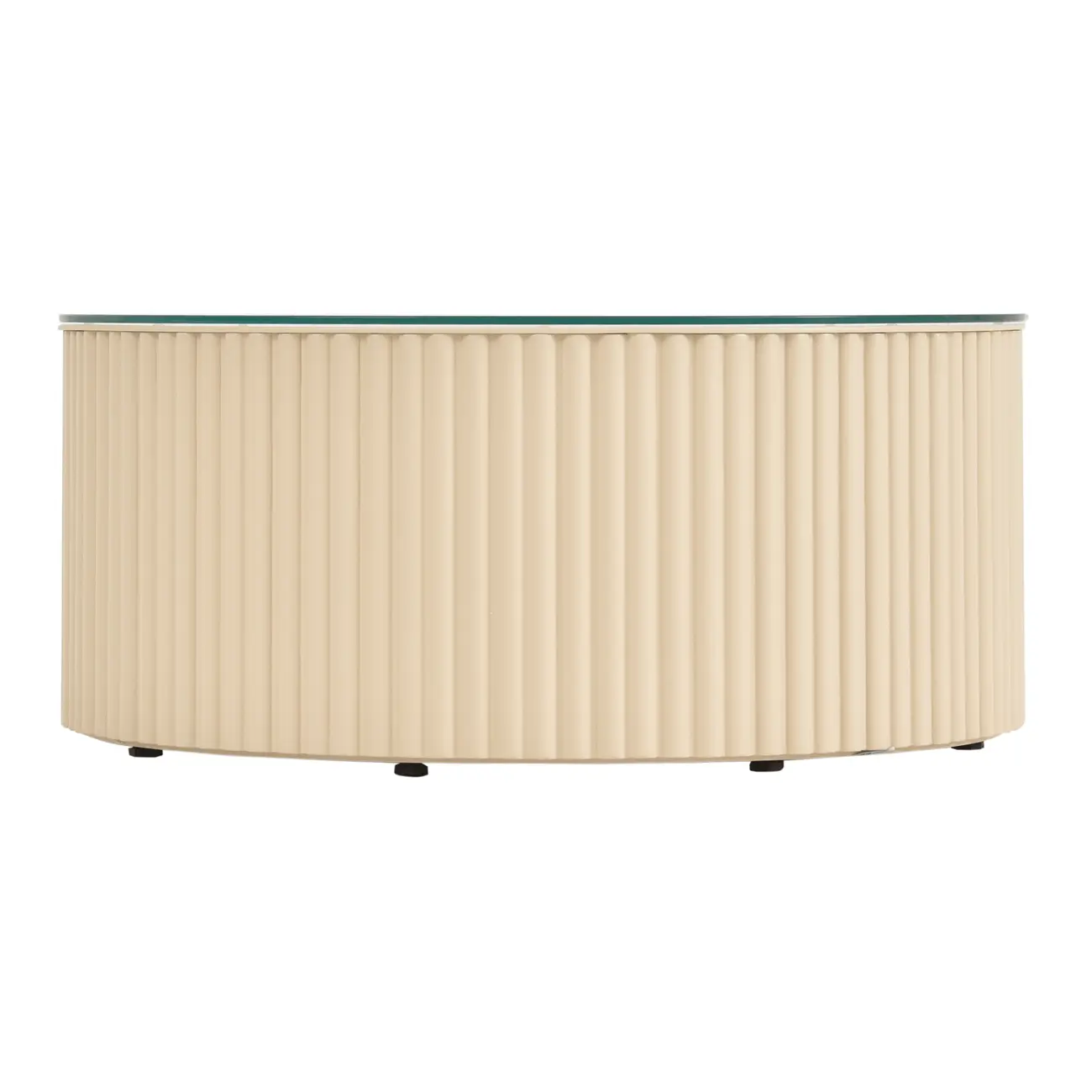 MESA DE CENTRO REDONDA 70 CM RIBS - AREIA/INCOLOR - Foto 2