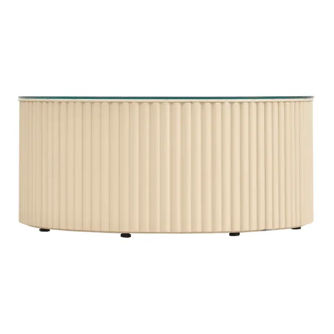 MESA DE CENTRO REDONDA 70 CM RIBS - AREIA/INCOLOR - Foto 2