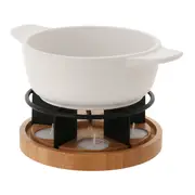 KIT PARA FONDUE 12 PEÇAS SKILIN - BRANCO/BAMBU - Foto 3