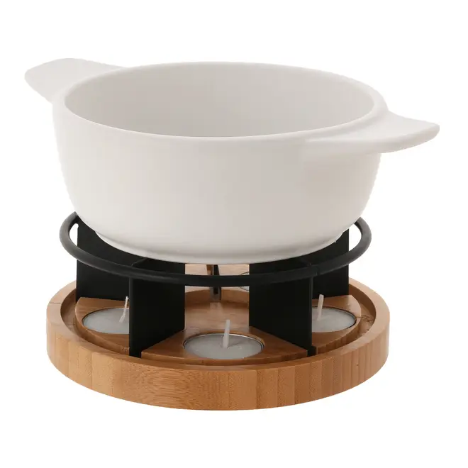 KIT PARA FONDUE 12 PEÇAS SKILIN - BRANCO/BAMBU - Foto 3