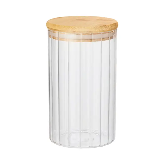 POTE HERMÉTICO 750 ML STRICES - INCOLOR/BAMBU - Foto 1