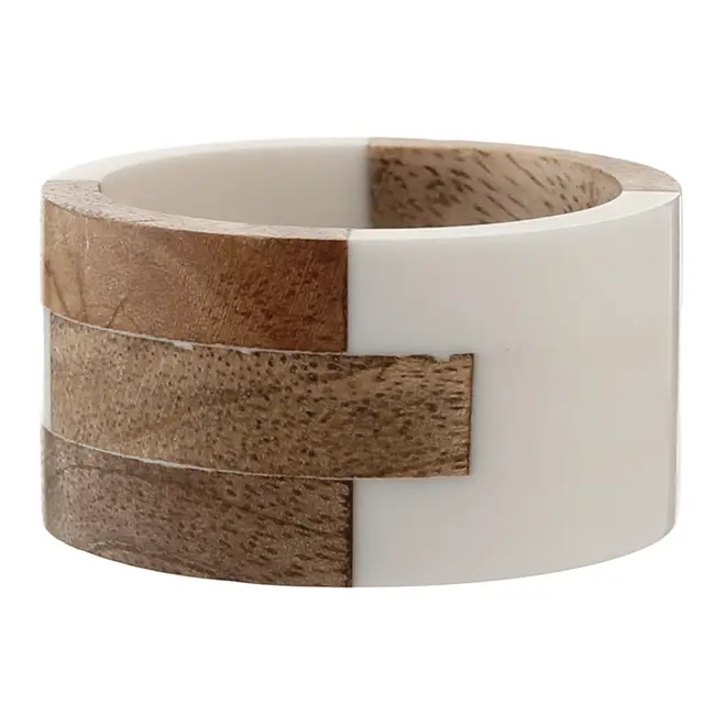 ARGOLA PARA GUARDANAPO CONJUNTO COM 2 PEÇAS MANGO - CASTANHO/OFF WHITE - Foto 4