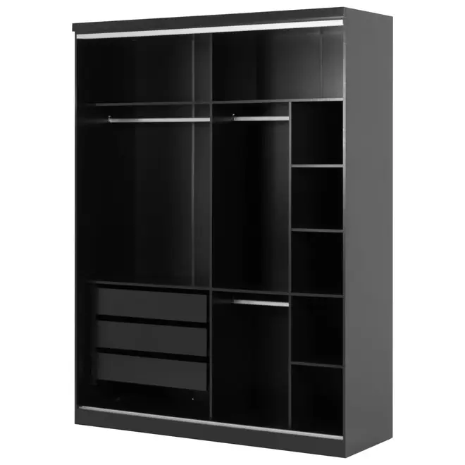 ESTRUTURA DE GUARDA-ROUPA DE CASAL 2 PORTAS FRIZ - PRETO - Foto 3