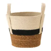 CESTO COM ALÇA 22 CM X 25 CM X 25 CM MOKKA - FIBRA CLARA/PRETO - Foto 5