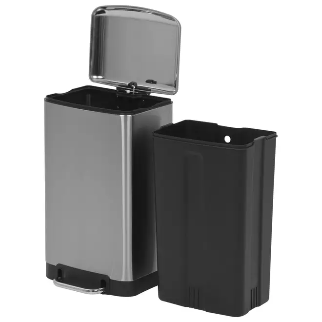 LIXEIRA COM PEDAL 30 L SILENT - INOX/PRETO - Foto 5