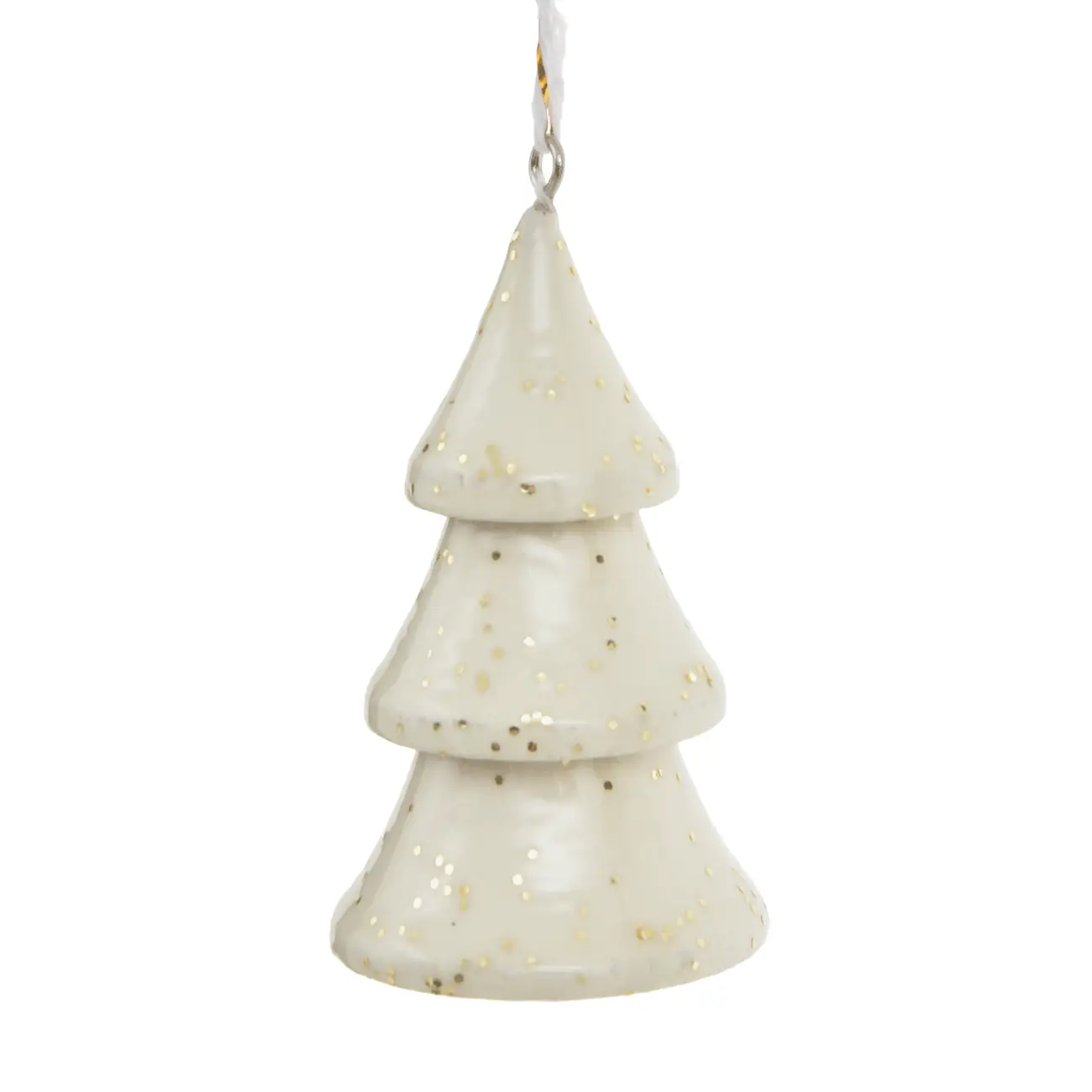 PINGENTE ÁRVORE SPLASH 10 CM NATAL ASTRAL - DOURADO/BRANCO - Foto 1
