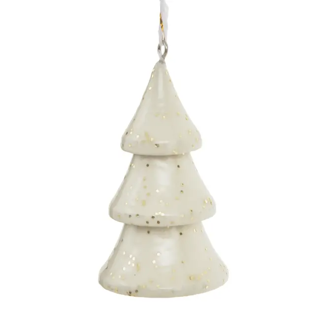 PINGENTE ÁRVORE SPLASH 10 CM NATAL ASTRAL - DOURADO/BRANCO - Foto 1