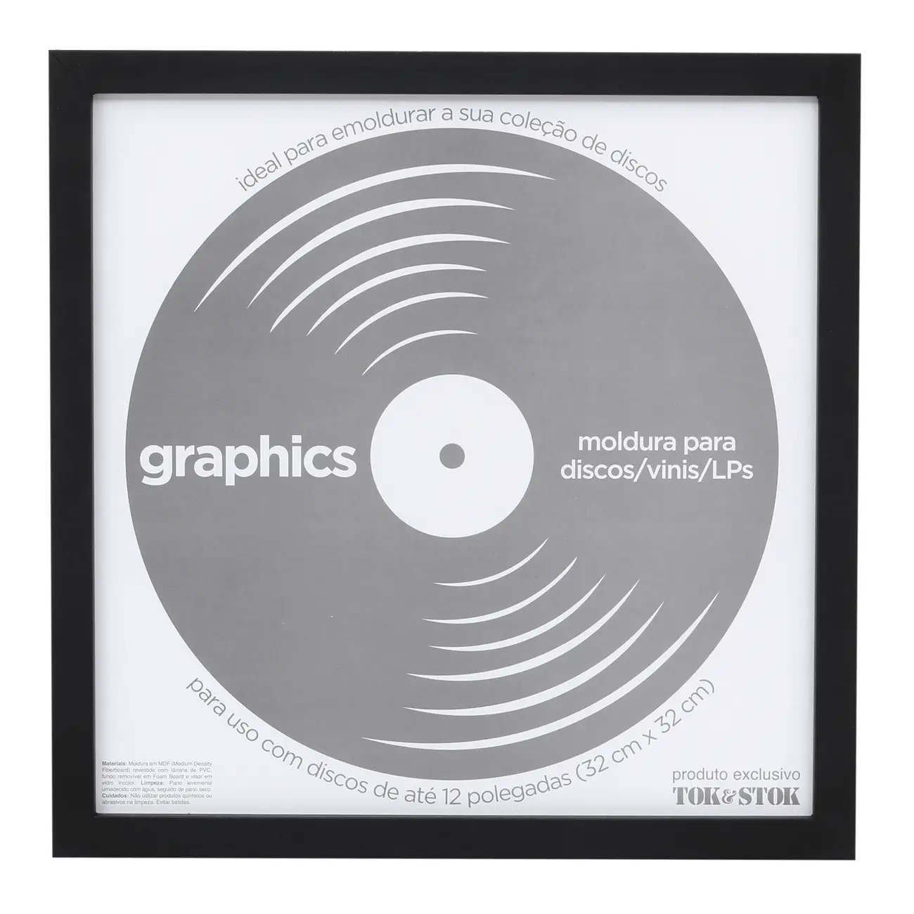MOLDURA PARA DISCOS VINIL/LPS 12 POLEGADAS 32 CM X 32 CM GRAPHICS - PRETO - Foto 1
