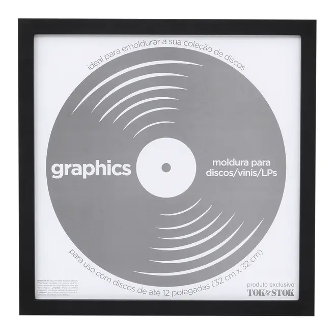 MOLDURA PARA DISCOS VINIL/LPS 12 POLEGADAS 32 CM X 32 CM GRAPHICS - PRETO - Foto 1