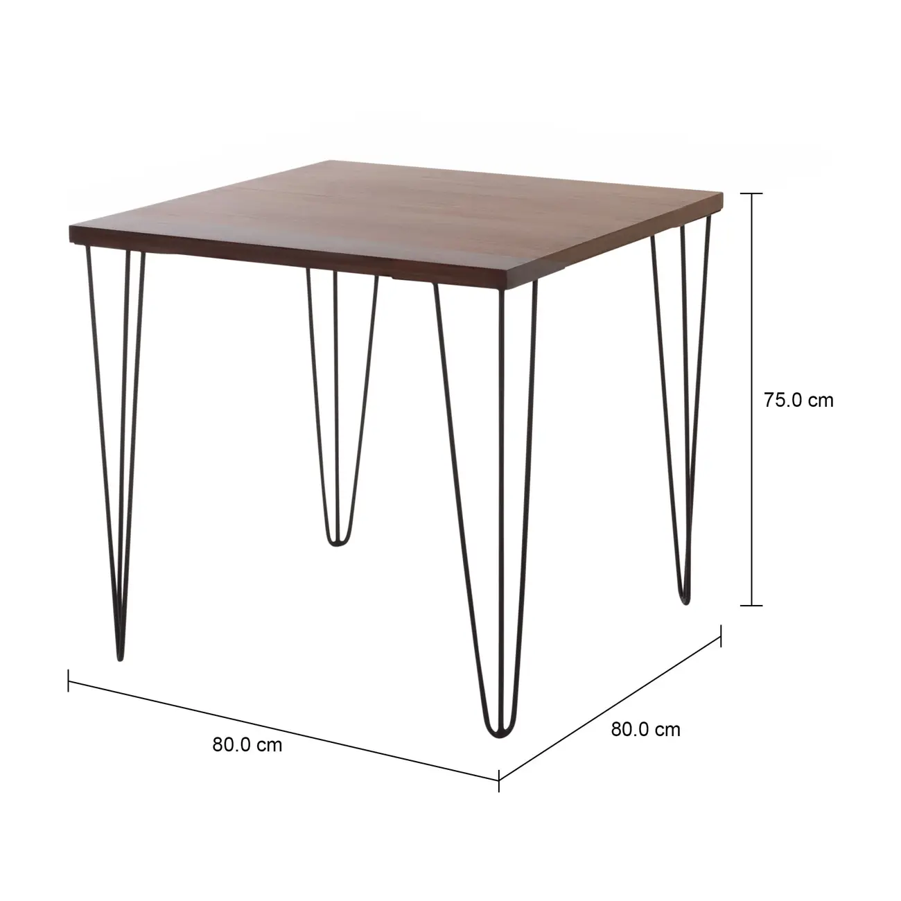MESA DE JANTAR MESA 80 CM X 80 CM ZAHARA - PRETO/NOZES RÚSTICO - Foto 3