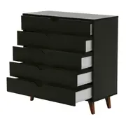 CÔMODA 5 GAVETAS 90 CM X 40 CM LIN - PRETO/NOZES - Foto 3