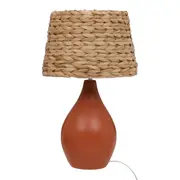 LUMINÁRIA DE MESA JOÃO C/CÚP P TABOA - TERRACOTA/FIBRA CLARA - Foto 1