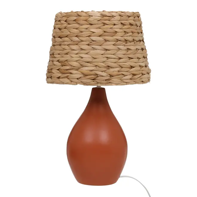 LUMINÁRIA DE MESA JOÃO C/CÚP P TABOA - TERRACOTA/FIBRA CLARA - Foto 1
