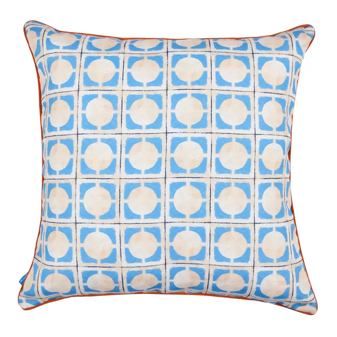 ALMOFADA 60 CM X 60 CM SAUDADE TROPICAL CARAMBOLAS - AZUL HISTÓRICO/MULTICOR - Foto 2