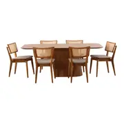 MESA COM 6 CADEIRAS ALLURE/ARES - TAUARI/NATURAL - Foto 1