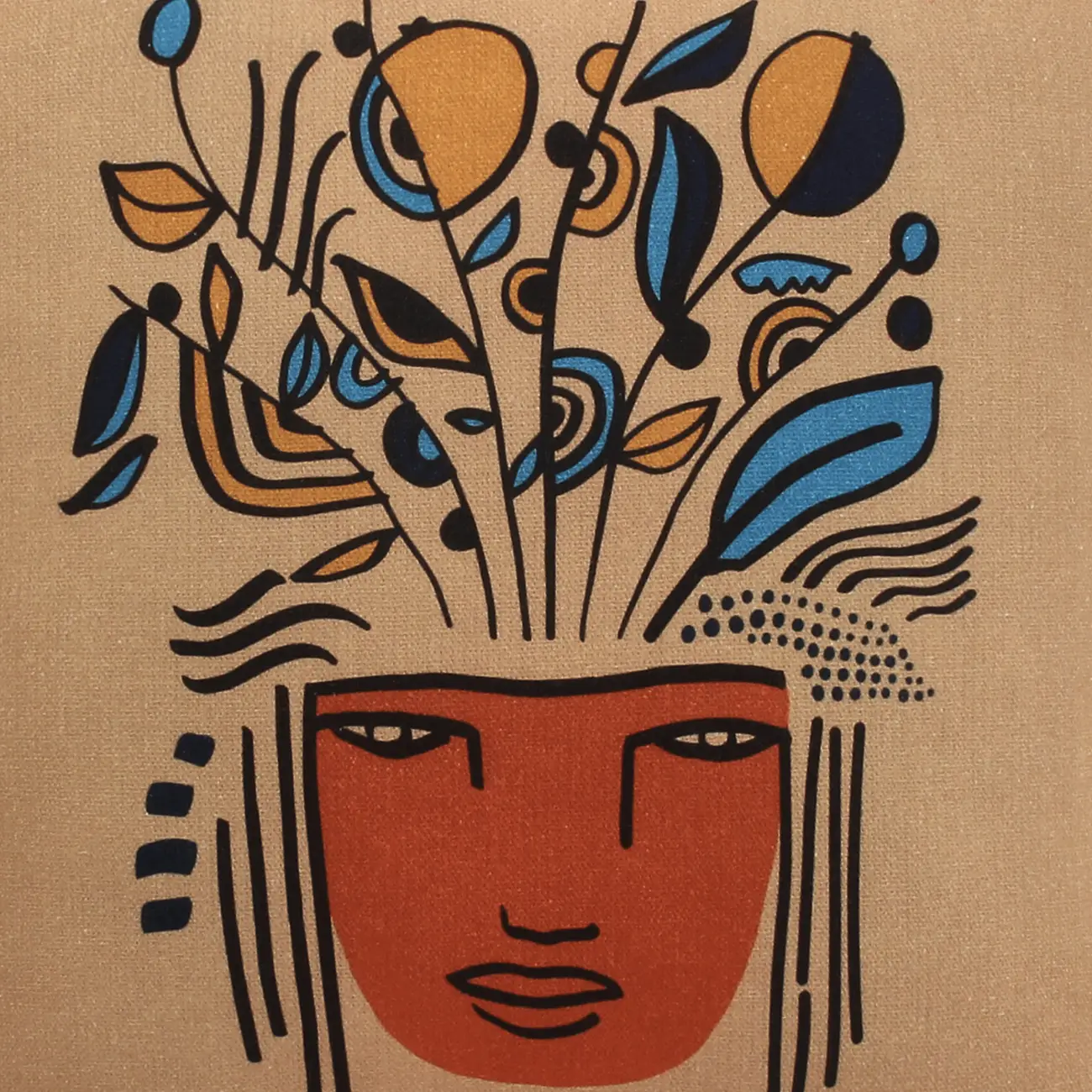 ALMOFADA 43 CM X 43 CM MULHER PÁSSARO - TERRACOTA/MULTICOR - Foto 5