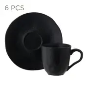 JOGO DE XÍCARA CAFÉ C/6 PÇS GEO ORGÂNICO - PRETO FOSCO - Foto 1