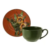 XÍCARA CHÁ 250 ML FLORA ÚNICA - OLD COPPER/VERDE - Foto 1