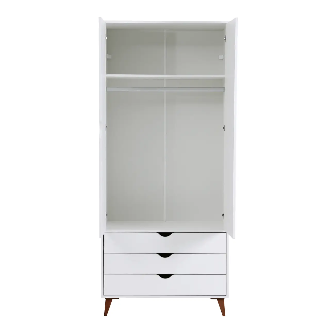 GUARDA-ROUPA 2 PORTAS/3 GAVETAS LIN - BRANCO/NOZES - Foto 3