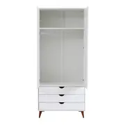 GUARDA-ROUPA 2 PORTAS/3 GAVETAS LIN - BRANCO/NOZES - Foto 3