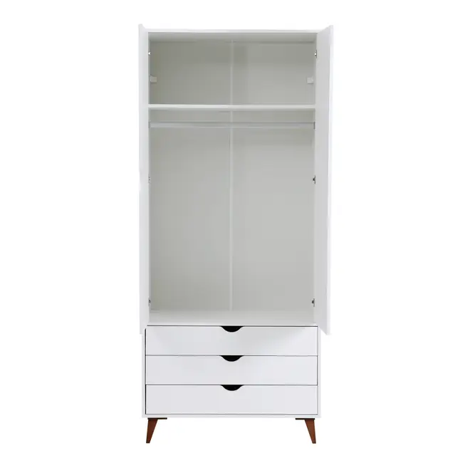 GUARDA-ROUPA 2 PORTAS/3 GAVETAS LIN - BRANCO/NOZES - Foto 3
