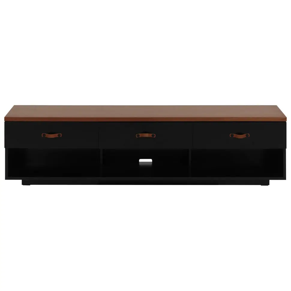 RACK 3 GAVETAS 1,80 M X 43 CM PELICANO - PRETO/NOZES - Foto 1