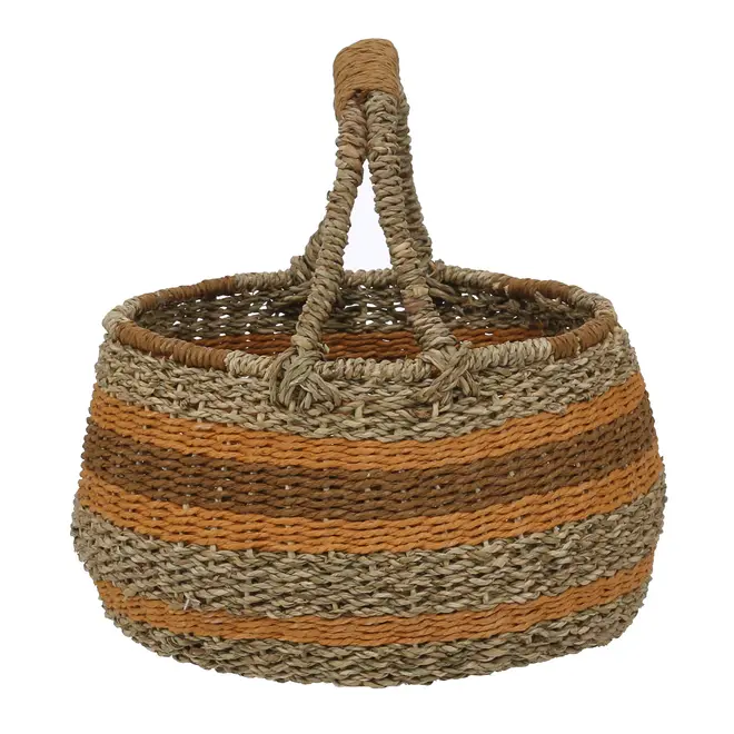 CESTO 32 CM X 30 CM X 30 CM ENTREMEADO - FIBRA CLARA/CANELA DO CEILÃO - Foto 5