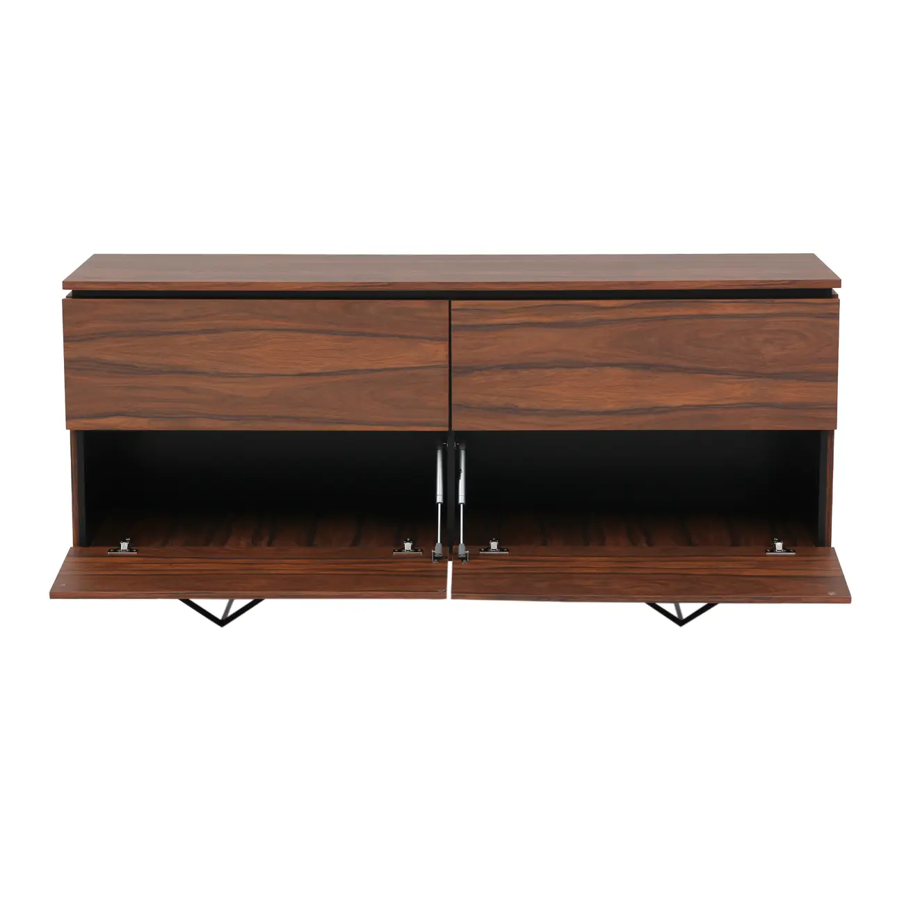 BUFFET 4 PORTAS BASCULANTES 1,60 M X 45 CM HEPTA - PAU FERRO/PRETO - Foto 7