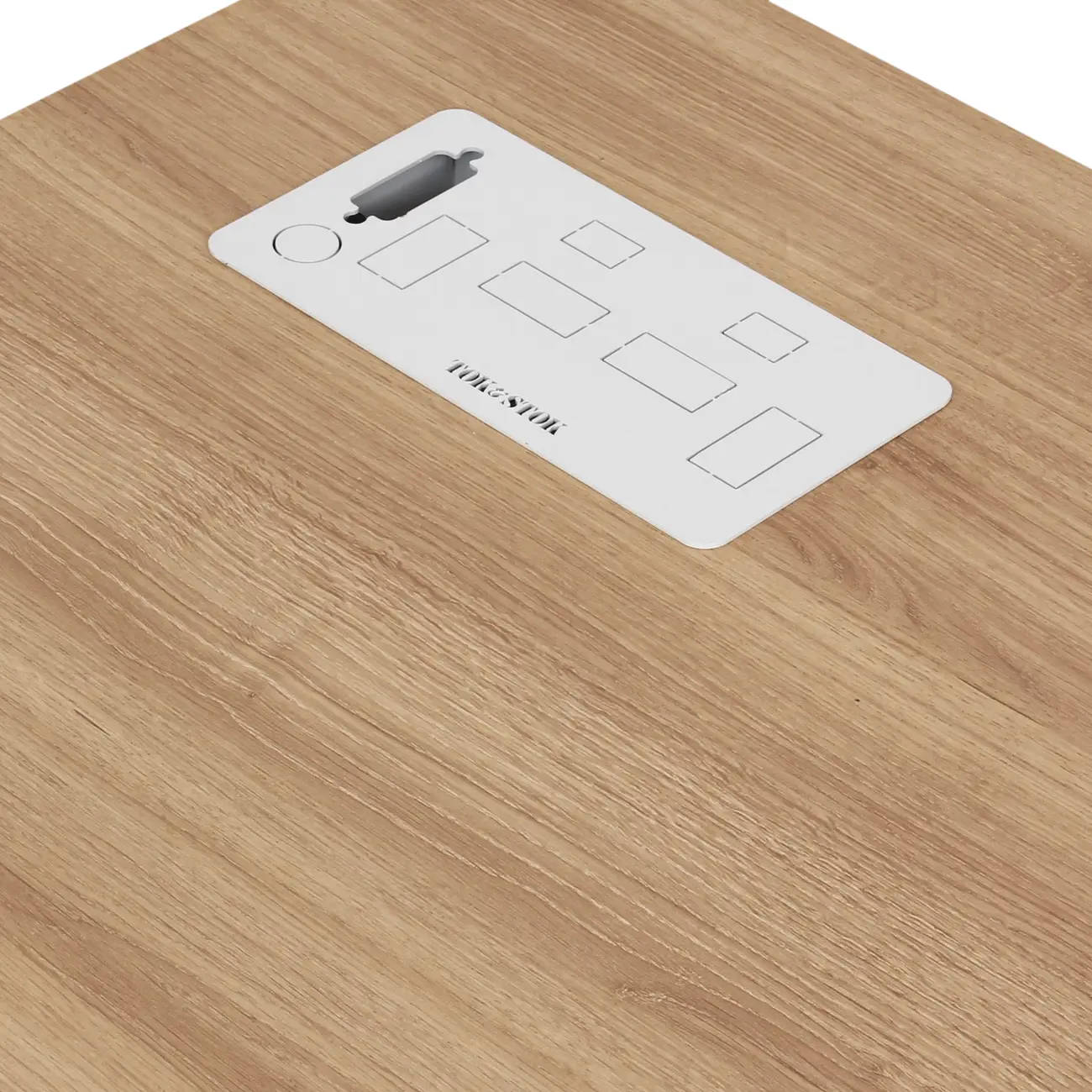 MESA 1,20 M X 60 CM COM CAIXA PARA CONECTIVIDADE ALETA - BRANCO/OAK TAMMI - Foto 5