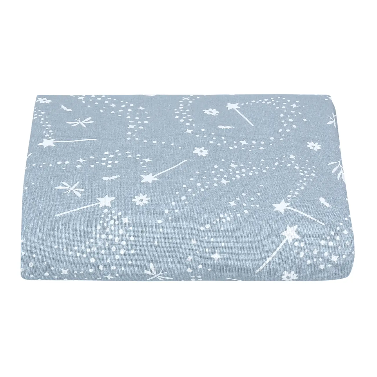 LENÇOL COM ELÁSTICO BERÇO 70 CM X 1,30 M X 18 CM DELICADÊ CADÊ - BLEU CENDRÉ/OFF WHITE - Foto 1