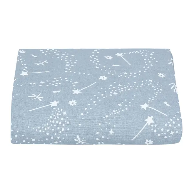 LENÇOL COM ELÁSTICO BERÇO 70 CM X 1,30 M X 18 CM DELICADÊ CADÊ - BLEU CENDRÉ/OFF WHITE - Foto 1
